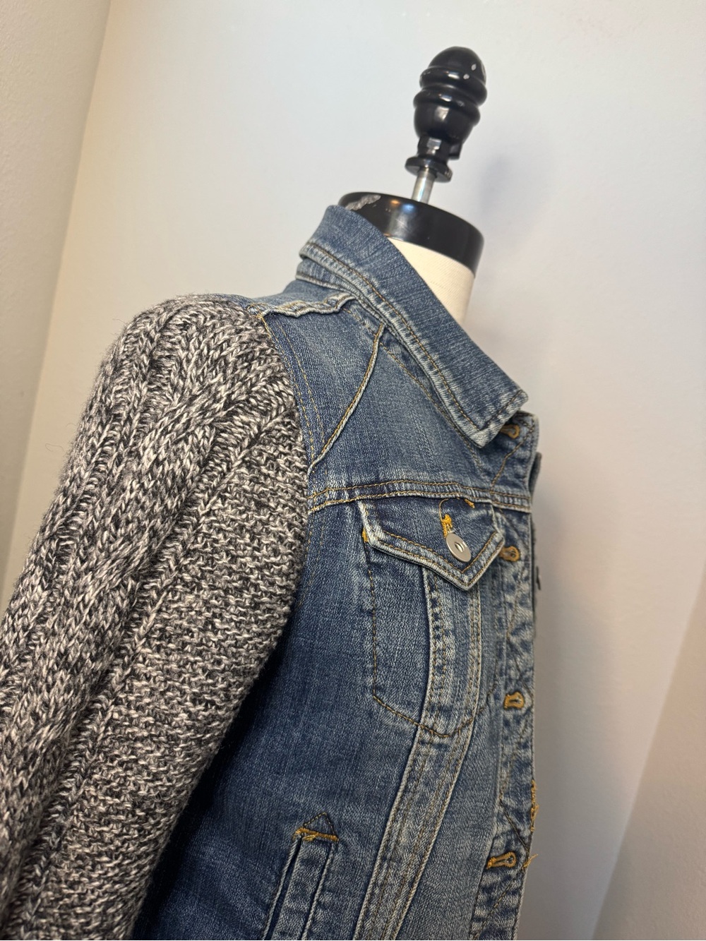 Pilcro and the Letterpress Anthropologie Sweater-Sleeved Denim Jacket - Picture 5 of 9